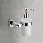 Gedy ED81-13 Soap Dispenser, Wall Mounted, Round, Frosted Glass